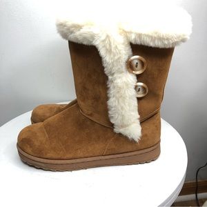 SO ABIGAIL Chestnut Brown Faux Fur Winter Mid-Calf Boots SZ 10  R2